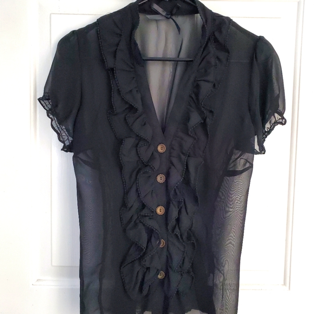 Sheer Black Ruffled Top